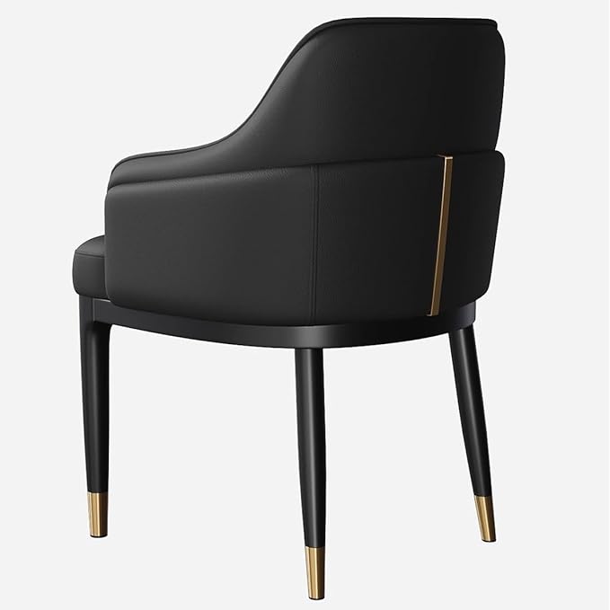 Mid-Century Accent Chairs PU Leather Modern Upholstered Living Room Chair with Ergonomic Backrest Cozy Armchair with Metal Legs for Bedroom Office Cafe(Black)