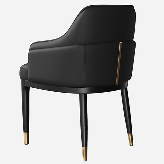 Mid-Century Accent Chairs PU Leather Modern Upholstered Living Room Chair with Ergonomic Backrest Cozy Armchair with Metal Legs for Bedroom Office Cafe(Black)