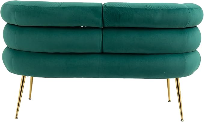 50”Velvet Accent Chair Loveseat SofaMid Century Modern Accent Arm Chair with Golden feetComfy Upholstered Leisure Couch with Wooden Framefor Living RoomBedroomApartment (Green)