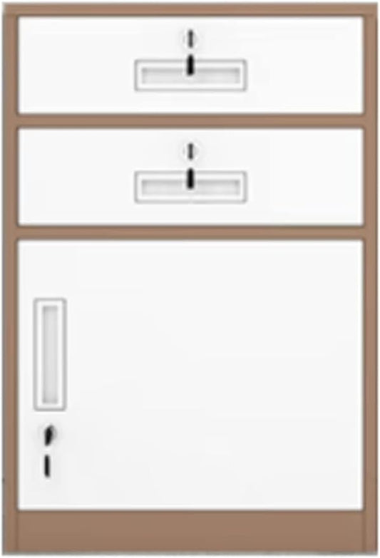 File Cabinet Under Desk Metal Filing Cabinet with Lock 2 Drawer and 1 Cabinet File Cabinet for A4 Sized Letters(Color:Coffee Color)