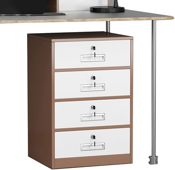 4 Drawer File Cabinet with Lock Metal Vertical File Cabinets with Lock for Home Office Narrow Office Steel Filing Cabinet Under Desk for A4/ Legal/Letter