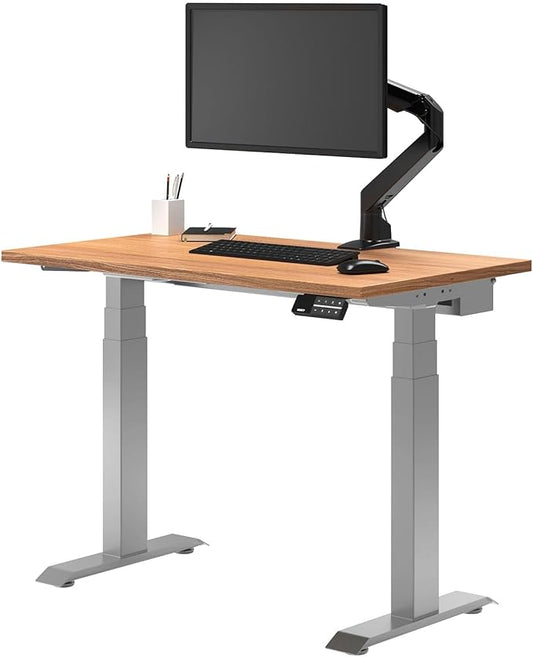 Desky Dual Mini Sit Stand 32 x 20 in Compact Desk with Dual Motors 3-Stage Height Range 4 Memory Presets – One-Piece Top for Home Office Prime Oak