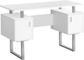 Computer Desk Home Office Laptop Storage 48 l Work White Laminate Grey Metal Contemporary Modern