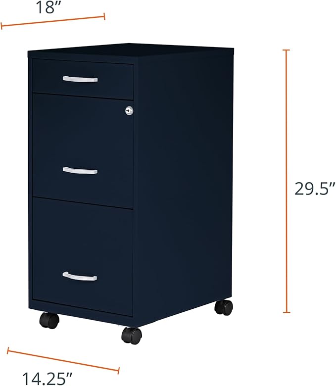 LYS SOHO Box/File/File Mobile Navy File Cabinet 3 Drawer