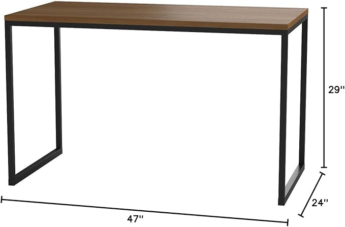 Zinus Jennifer 47 Inch Black Frame Desk Computer Workstation Office Desk Easy Assembly Brown