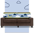Pemberly Row 73 Track Arm Sofa Removable Covers Dark Brown Polyester Upholstery Compact Design Solid Wood Frame Modern Style Comfortable Seating Ideal for Apartment Living Room Home Office