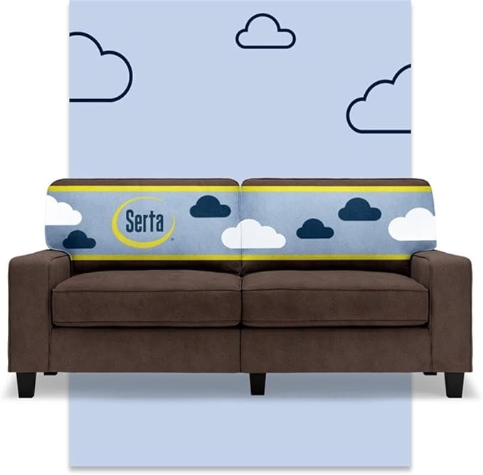 Pemberly Row 73 Track Arm Sofa Removable Covers Dark Brown Polyester Upholstery Compact Design Solid Wood Frame Modern Style Comfortable Seating Ideal for Apartment Living Room Home Office