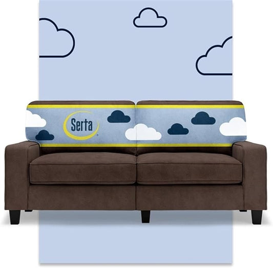 Pemberly Row 73 Track Arm Sofa Removable Covers Dark Brown Polyester Upholstery Compact Design Solid Wood Frame Modern Style Comfortable Seating Ideal for Apartment Living Room Home Office