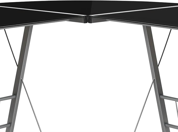 Flash Furniture Black Glass L-Shape Corner Computer Desk with Silver Metal Frame