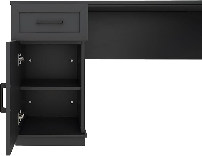 L Shaped Desk Computer Desk with Drawers Bookshelf &amp Hutch Modern Corner Desk Home Office Desk L-Shaped Study Table Writing Desk Corner Gaming Computer with Storage (Black)