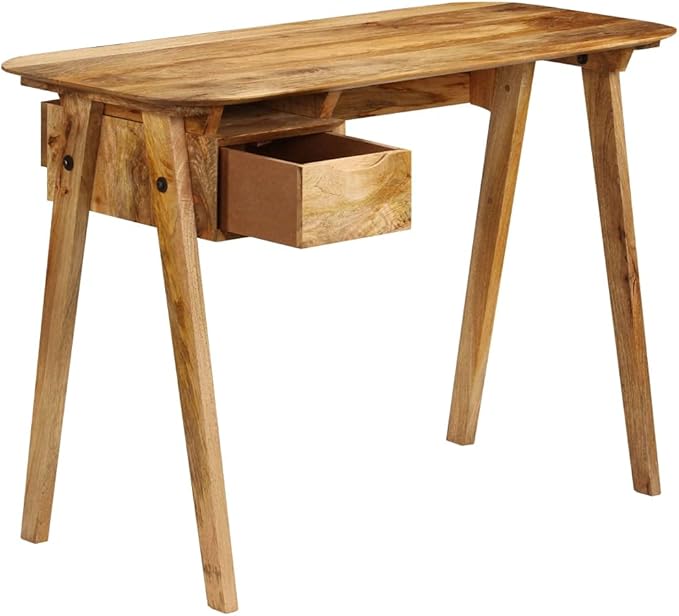 Farmhouse Computer Desk Study Writing Desk with Drawer and Open Shelves 43.3 x 19.7 inch Home Office Desk Computer Table Workstation for Home Office Brown