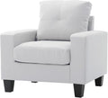 Maykoosh Club Chair White Faux Leather Modern Accent Living Room Chair
