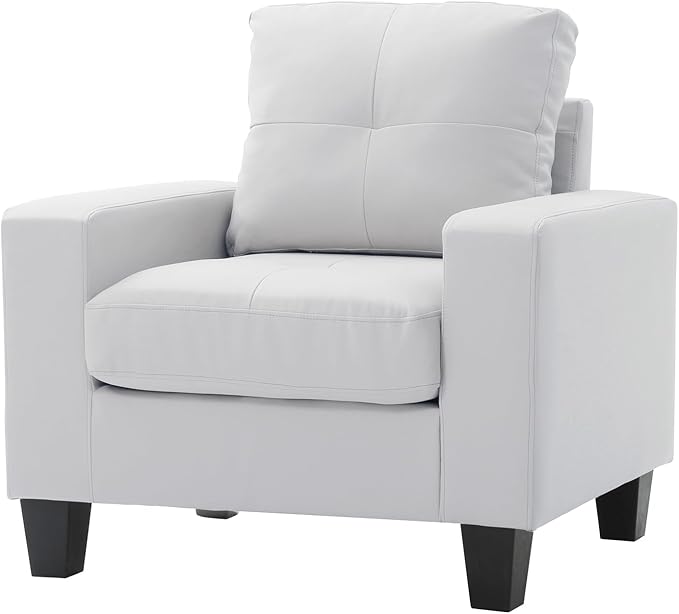 Maykoosh Club Chair White Faux Leather Modern Accent Living Room Chair