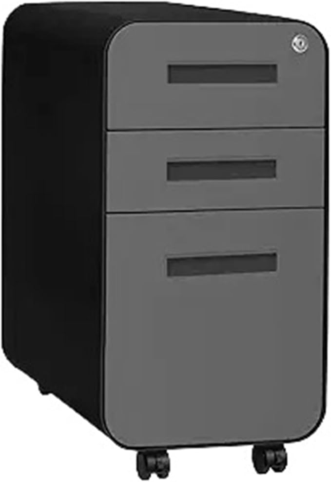 Mobile File Cabinets Slim 3-Drawer Mobile File Cabinet with Lock - Under Desk Metal Filing Legal/Letter Folders(Color2)