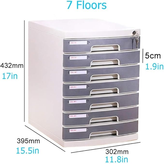 File Cabinet Desktop Cabinet with Lock Drawer Storage Cabinet 4/5/6/7 Tier File Cabinet Organize Files to Improve Efficiency for Office Supplies7 Floors