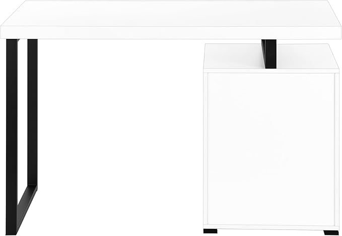 Computer Desk Home Office Laptop Left Right Set up Storage Drawers 48 l Work White Laminate Black Metal Contemporary Modern