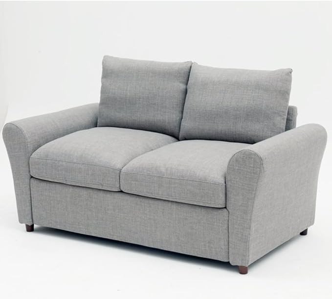 Panana Loveseat Sofa 2 Seater and 3 Seater Modern Couch Fabric Couch with Under Storage Seat CushionTrack Armrest Comfy Couches for Small Spaces Living Room (Light Gray Linen Fabric 2 Seater)