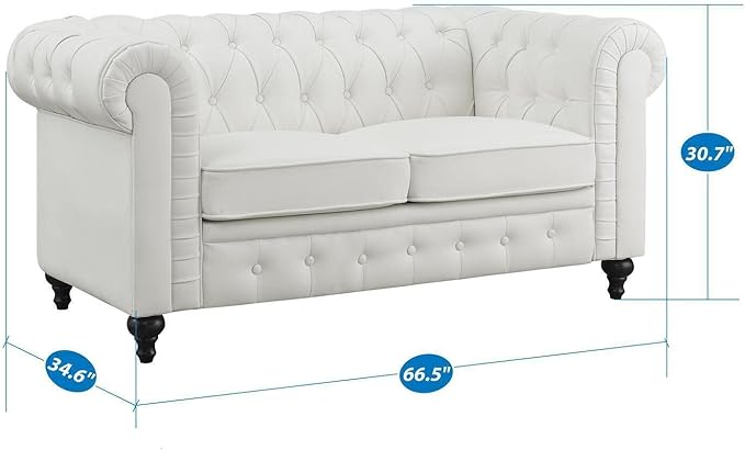 Naomi Home Modern Loveseat Sofa for Small Spaces – Faux Leather Loveseat Couch with Plush Cushions – Perfect for Young Couples &amp Family Living