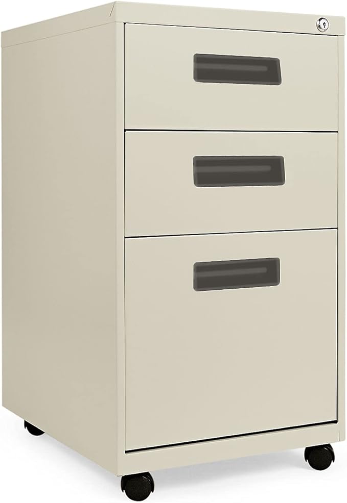 Alera PABBFPY Three-Drawer Metal Pedestal File 14 7/8w x 19-1/8d x 27-3/4h Putty