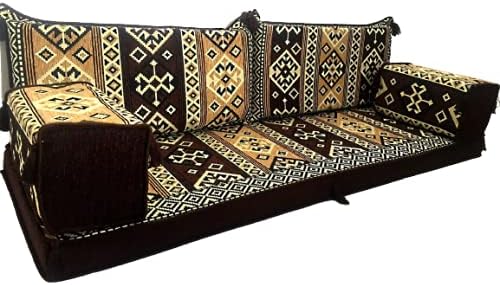 mysticalanatolia Arabic Majlis Sofa Arabian Couches 75''L x 27''W x 4''H for Home Living Room Patio Bohemian Oriental Floor Seating Furniture Indoor Outdoor Lounge Loveseat Futon Sofas