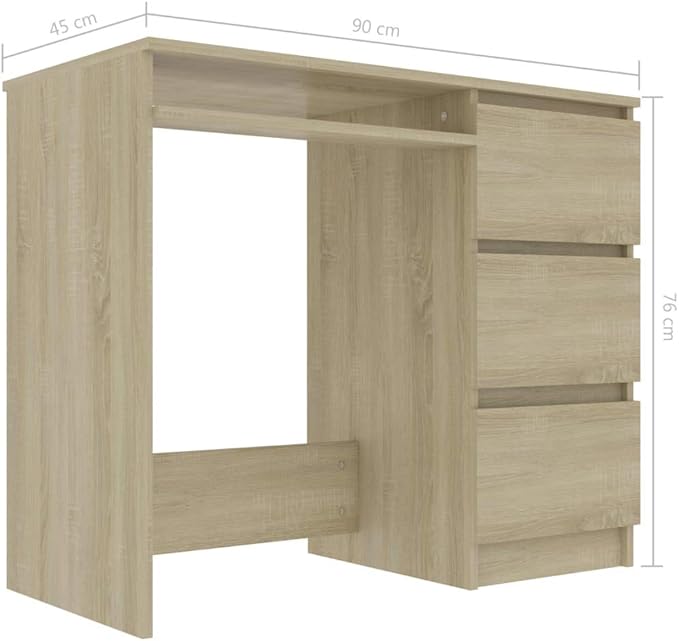 35.4 Computer Desk Computer Workstation with 3 Drawers Study Writing Home Office Desk Modern Chipboard Multipurpose Desk Easy Assemble 35.4x17.7x29.9