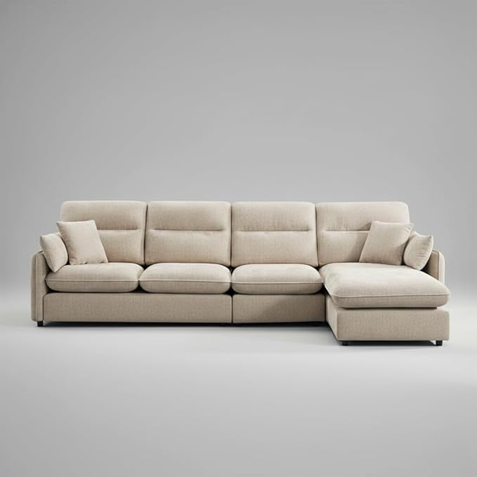 125 Inch Modular Couch Sectionals with Ottoman Big Comfy Cloud Couches L Shaped 4 Seat Modular Sectional Sofa Modern Cloud Sectional Couches for Living Room Deep Seat Sofa