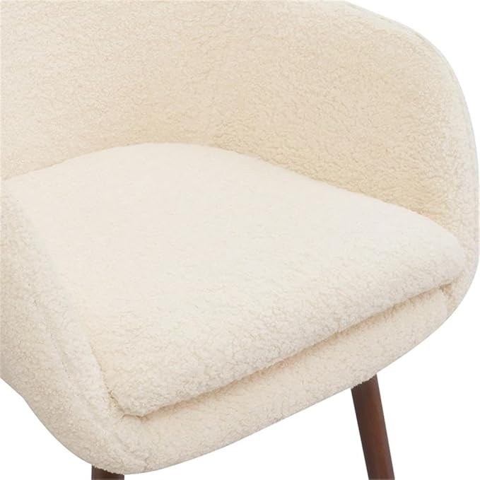 Convenience Concepts Take a Seat Charlotte Wingback Sherpa Accent Armchair 25.25 - Boho Transitional Boucle Lounge Chair for Office Den Living Room Sherpa Cream/Coffee Bean