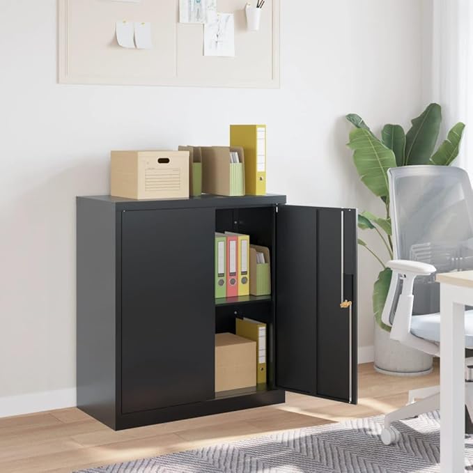 vidaXL File Cabinet Lockable Metal Storage Cabinet with Doors Anthracite Steel