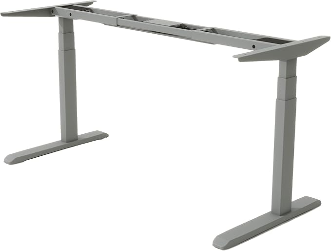 Fromann Dual Motor Standing Desk Frame 3 Stage Legs Electric Heavy Duty Sit Stand up Height Adjustable Desk Base for Home and Office (Grey)