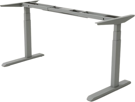 Fromann Dual Motor Standing Desk Frame 3 Stage Legs Electric Heavy Duty Sit Stand up Height Adjustable Desk Base for Home and Office (Grey)