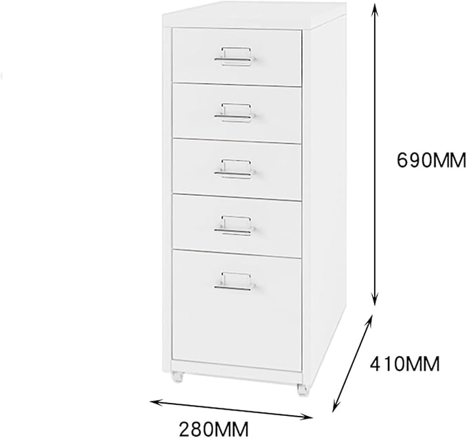 5 Drawer Mobile File Cabinet Drawer Cabinet Office Vertical Filing Cabinet Mobile Storage Cabinet Under Desk Storage(Color:C)