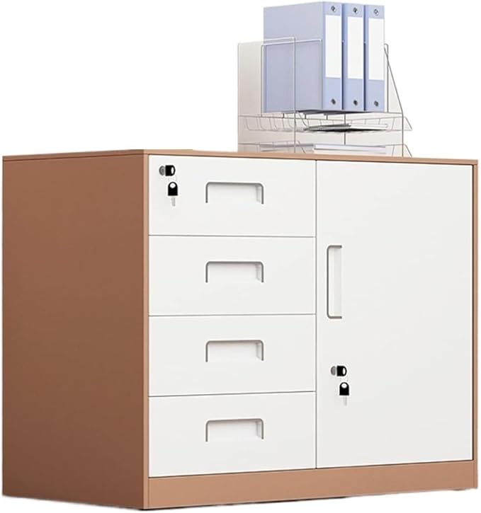 File Cabinet Metal Data Office Filing Cabinet with Lock Drawer Mobile Storage Tool Cabinet Under Desk Storage(Color:A)