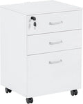 QDSSDECO 3 Drawer Mobile File Cabinet Rolling Vertical Filing Cabinet fits A4 Legal Paper and Letter Paper for Home Office White with Lock