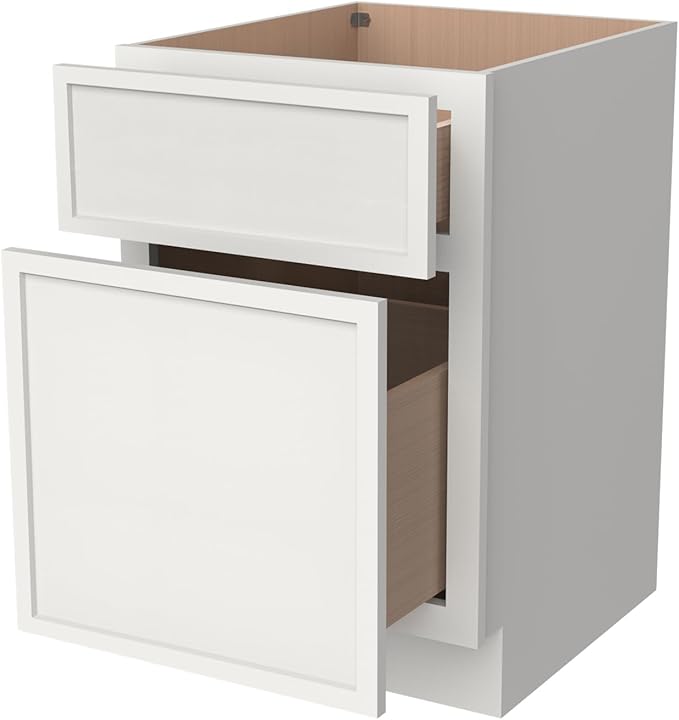 Solid Wood File Cabinet with 2 Drawers Desk Under-Table Wooden File Cabinet Suitable for Bedside or Freestanding File Storage Cabinet (Origami White 18 W × 21 D × 29.5 H)