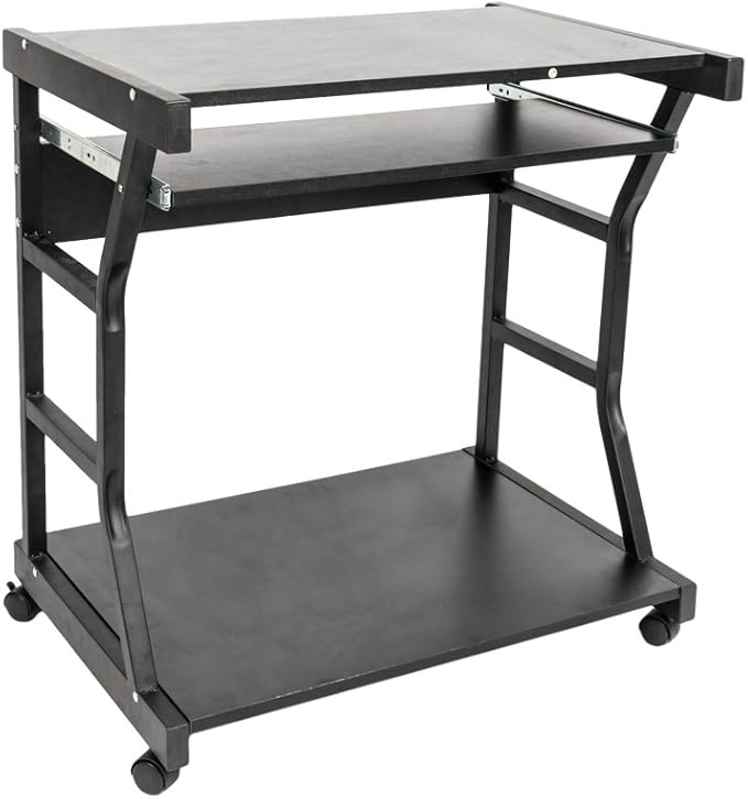 Small Mobile Rolling Computer DeskWooden Modern Office Computer DeskHome Office Laptop WorkstationSofa Bedside Laptop Tablewith Wheelsfor Small Spaces Bedroom Living Room Apartment (Black)