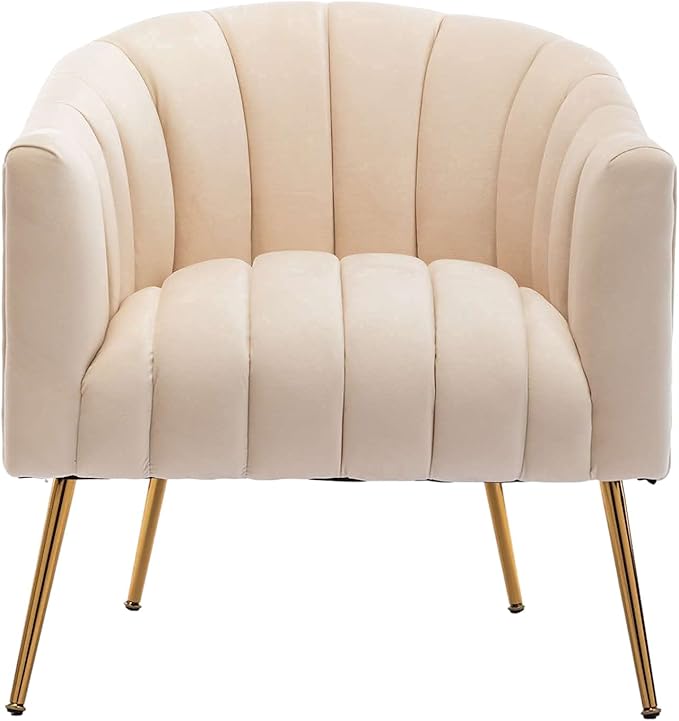 Modern Velvet Tub Chair Armchairs Barrel Accent Dinning Chair with Gold Plated Metal LegsThick Soft Padded Seat for Living Room