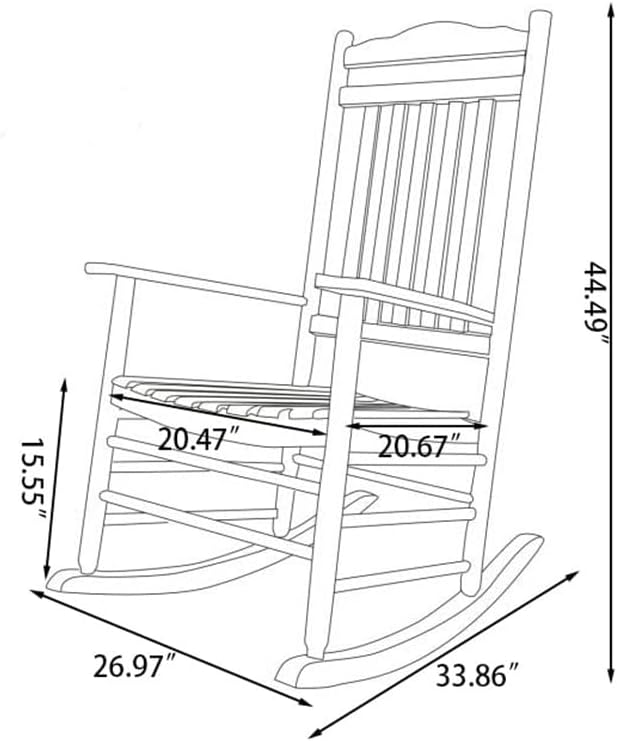 Outdoor Patio Wooden Rocking Chairs Set 2 Piece Furniture Comfy Rockers for Adults Porch Lawn Room Outside Indoor White