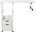 Home Office Desk with Wheels Movable Bedside Table with Plastic Drawers Height Adjustable Over Bed Desk for Laptop White for Home Office Study (White)