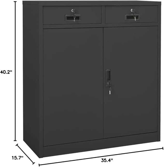 Office CabinetStorage Cabinet Steel Office Storage File Cabinet Storage Cabinet for Home Office Garage for Bedroom Living Room Anthracite 35.4x15.7x40.2 Steel