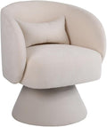 Swivel Accent Chair Swivel Barrel Chair with Pillow 360 Degree Swivel Armchair Round Club Chair for Living Room Bedroom Office Lounge (Beige+Linen)