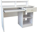 Office Small Computer DeskHome Table with Drawers &amp Storage Shelves Modern Writing DeskStudy Table Workstation (White)