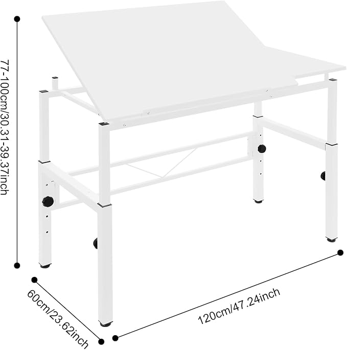 YIYIBYUS 0-30 ° Tiltable Tabletop Drawing Desk Floorstanding Drawing Table White Art Desk Artist Drafting Table Office Table Architectural Drawing Desk Computer Desk Craft Desk Hobby Table