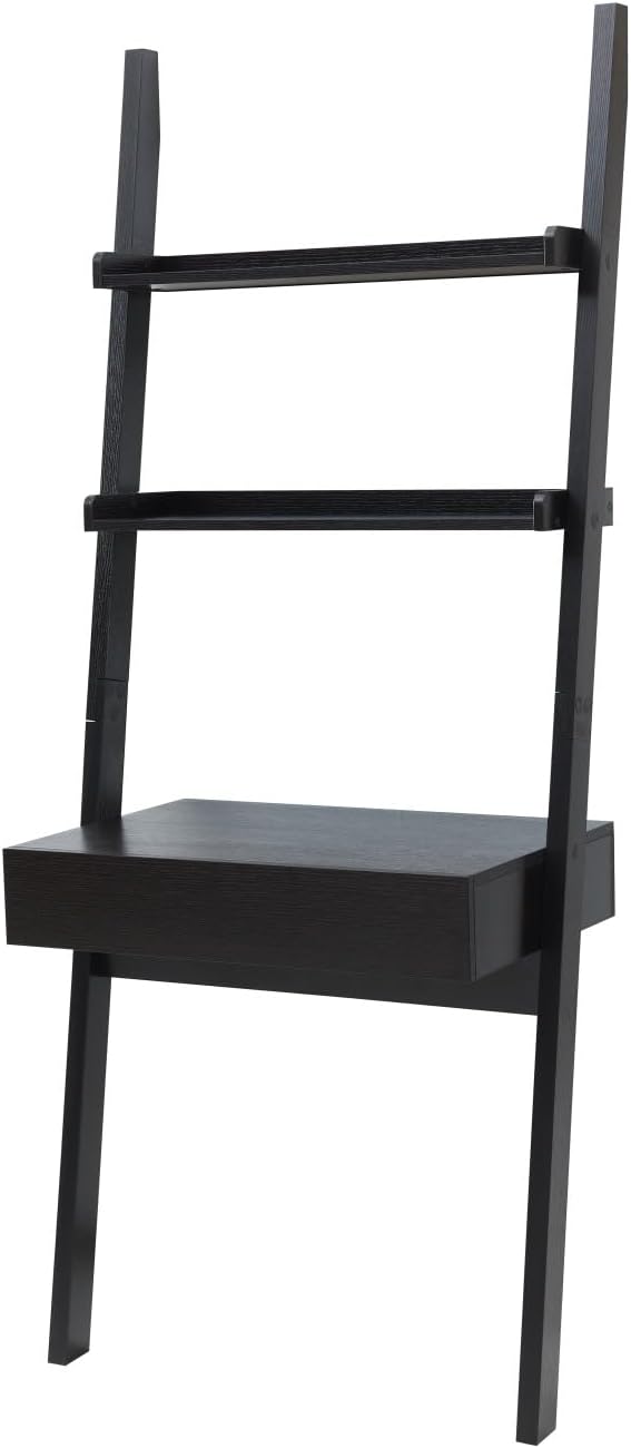 Modern Desk Writing Table Bookcase Ladder Design with Drawer - Home Office Desk Workspace 29.5x18x72 Particle Board+MDF