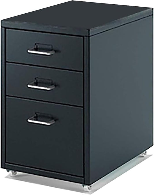 Metal Filing Cabinet File Drawer with Wheels Filing Drawers Metal for Colorful Office Furniture 3/5/6/8 Drawer (Color : Black Size : 3)