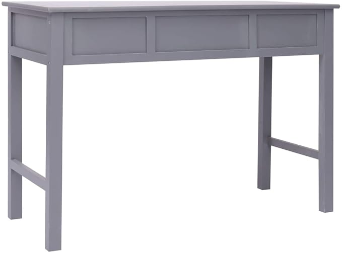 Wooden Writing Desk Modern Simple Home Office Computer Laptop Writing Desk with 2 Drawers and 1 Open Compartment Gray 43.3x17.7x29.9 Wood-86