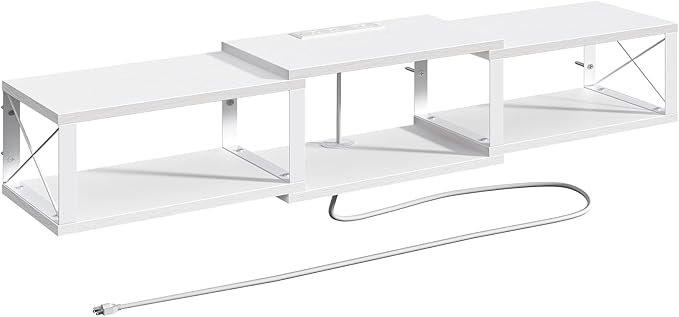62.5 Floating TV Stand with Power Outlet Wall-Mounted Entertainment Center for 75 inch TVs Floating Media Console Shelf for Under TV Storage for Living Room Bedroom White TVWT102E01