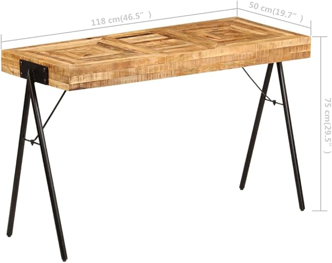 46.5 Inch Industrial Writing Desk with Steel Legs Wooden Computer Desk Home Office Desk Computer Table Workstation for Space Saving Brown