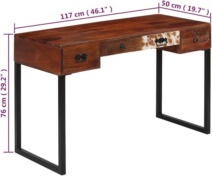 Home Office Desk Writing Desk with 4 Drawers Study Table for Adults/Student Vanity Makeup Dressing Table Save Space Work Desk PC Laptop Stand Brown