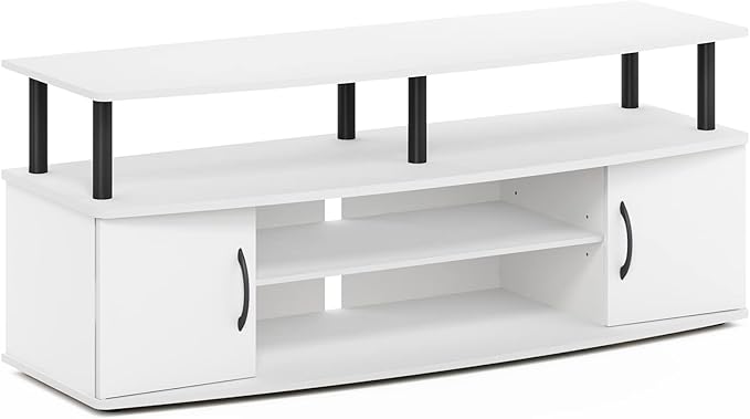 Furinno Jaya Entertainment Center Stand Unit/TV Desk for up to 55 inch White/Black