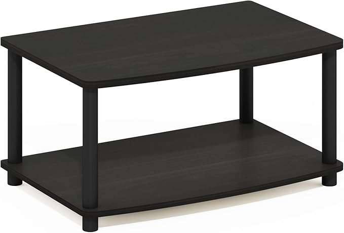 Furinno TURN-N-TUBE TV Riser Stand 2-Tier Small Elevated No Tools TV Stand with Plastic Poles TV Console for TV up to 32 inch 15.8 x 23.8 x 11 for Living Room Bedroom Espresso